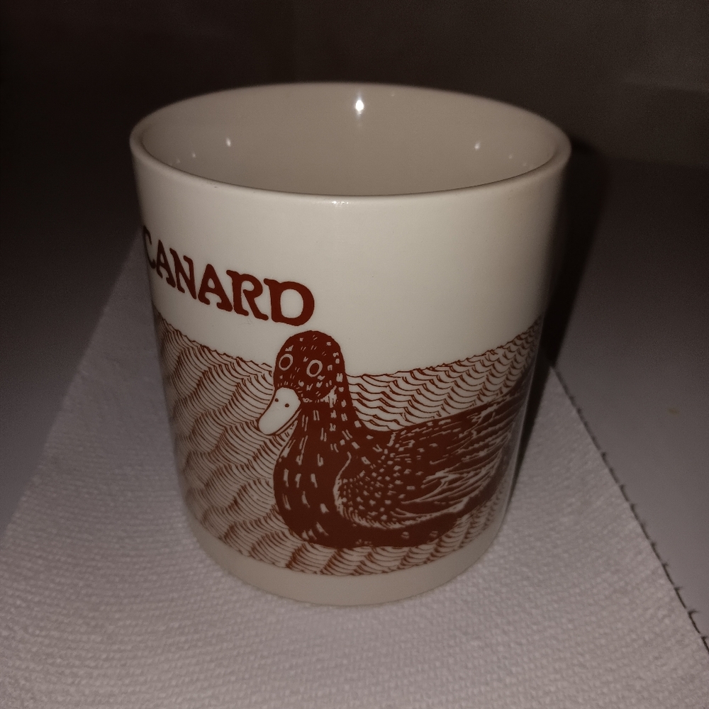 Taylor & Ng Mug Le Canard Duck Brown and Ivory Mug 1979 Vintage